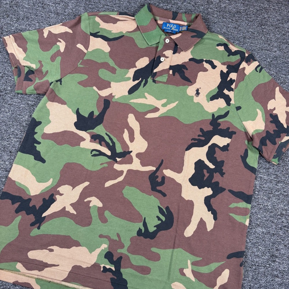 Polo Ralph Lauren Polo Shirt Mens XL Green Camo Classic Fit Cotton Pique NWOT